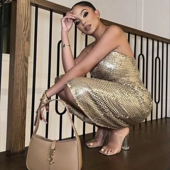 ZARA GOLD MESH SLIP DRESS XS S M NWT - Picture 6 of 16